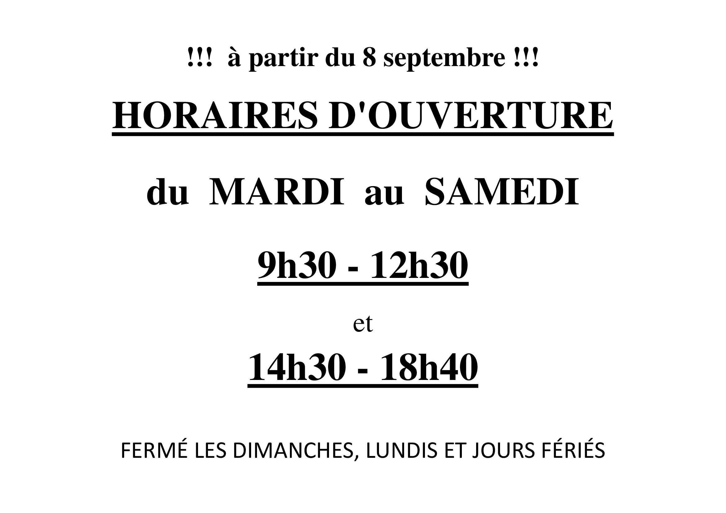 HORAIRES 08.09.26