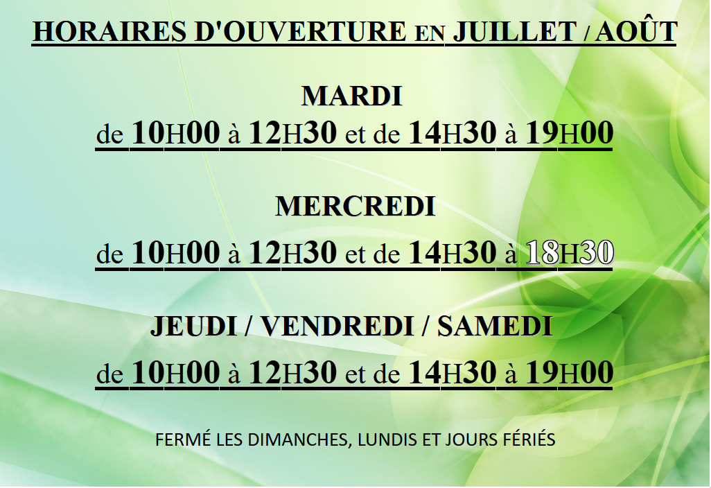 Horaires juil. aout